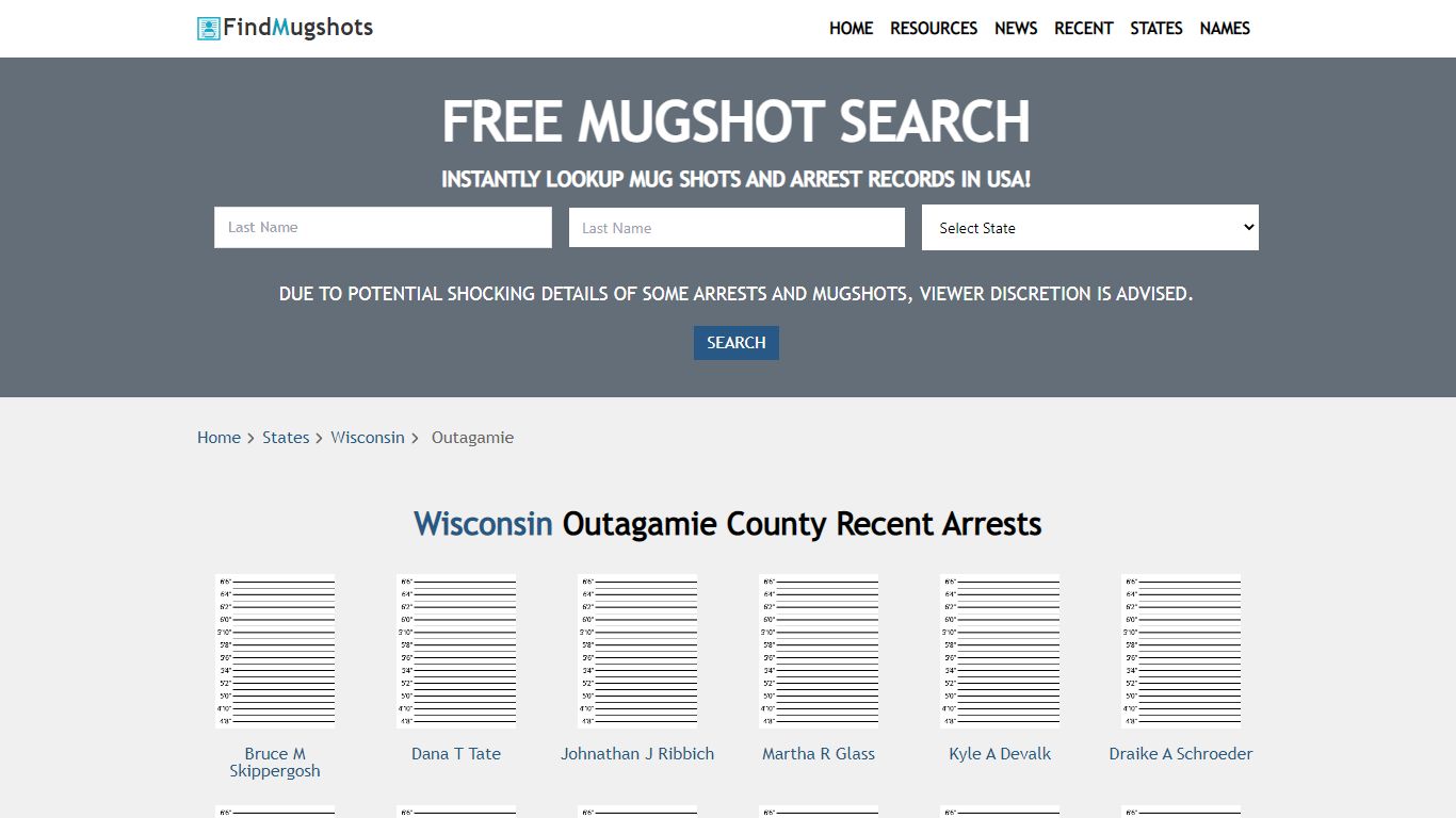 Find Outagamie Wisconsin Mugshots - Find Mugshots
