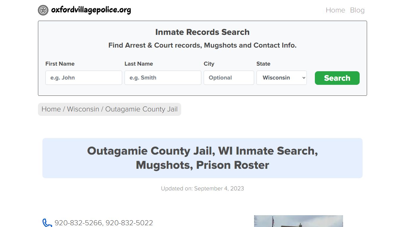 Outagamie County Jail, WI Inmate Search, Mugshots, Prison Roster